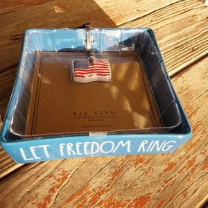 Rae Dunn ceramic "Let Freedom Ring" napkin holder.